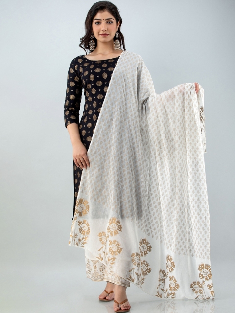 

Lovista Women Black Ethnic Motifs Printed Kurta with Palazzos & With Dupatta
