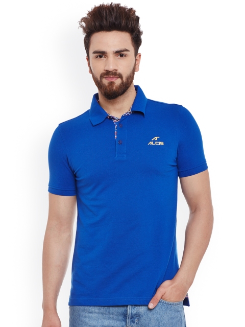 

Alcis Men Blue Solid Polo T-shirt