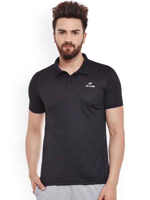 

Alcis Men Black Solid Slim Fit Sports Polo T-shirt