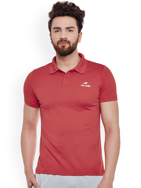 

Alcis Men Red Solid Slim Fit Sports Polo T-shirt