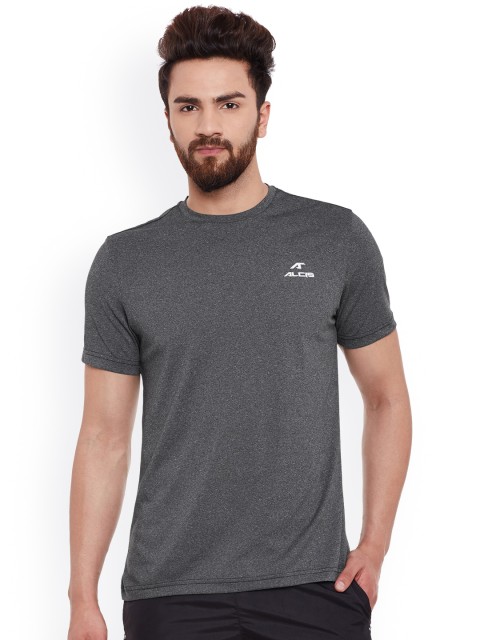 

Alcis Men Grey Solid Round Neck Slim Fit Sports T-shirt