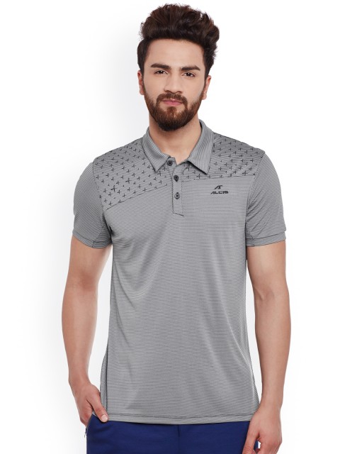 

Alcis Men Grey Self-Design Tennis Pro Polo T-shirt