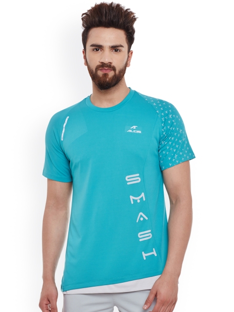 

Alcis Men Blue Printed Round Neck Tennis T-shirt
