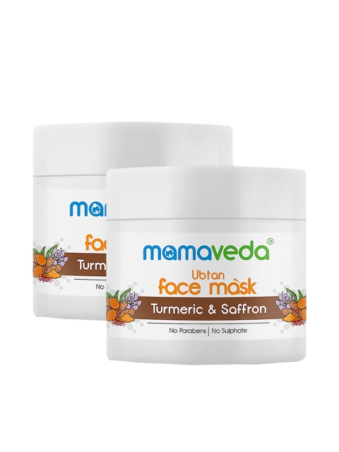 

Mamaveda Set of 2 Ubtan Face Masks with Turmeric & Saffron - 100 g Each, White