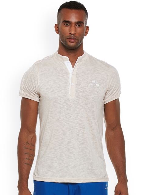 

Alcis Men Off-White Solid Slim Fit Henley T-shirt