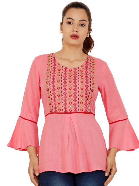 

NITVAN Peach-Coloured Print Top