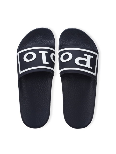 

Polo Ralph Lauren Men Navy Blue & White Printed Sliders