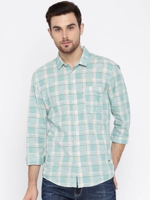 

Voi Jeans Green Checked Slim Fit Casual Shirt