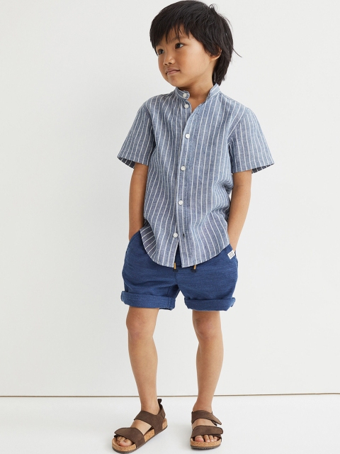 

H&M Boys Blue Cotton 2-Piece Shirt and Shorts Set