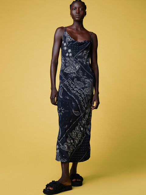 

H&M Women Black & White Printed Slip Dress