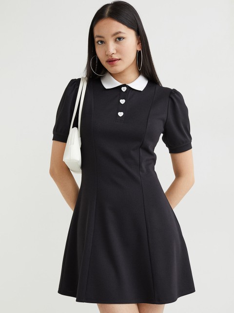 

H&M Black Puff-Sleeved Tennis Dress