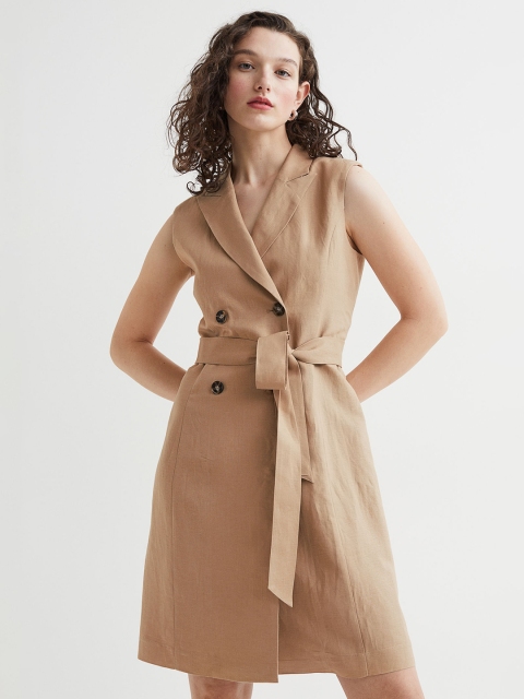 

H&M Beige Sleeveless Jacket Dress