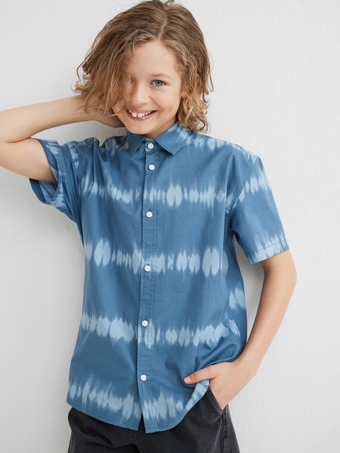 

H&M Boys Blue Patterned Cotton Shirt