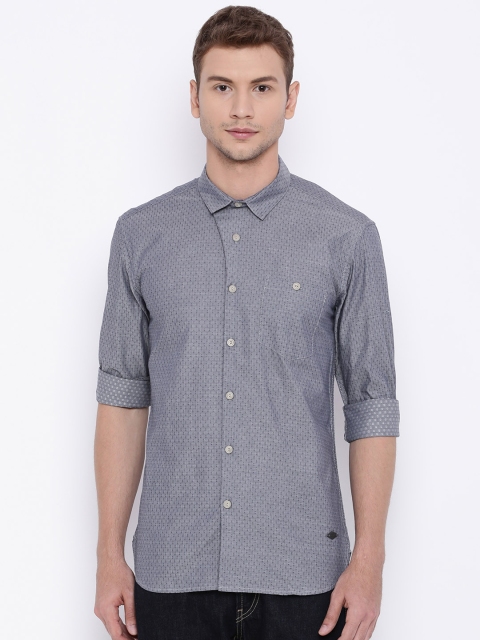 

Voi Jeans Men Blue Slim Fit Self-Design Casual Shirt