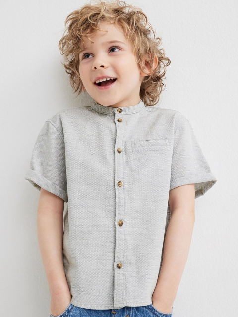 

H&M Boys Grey Short-Sleeved Grandad Shirt