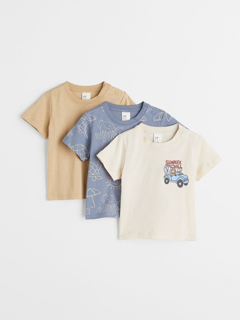 

H&M Boys Pack of 3 Cotton Jersey T-shirts, Beige