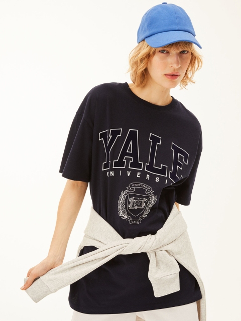 

H&M Blue Oversized Motif-Detail T-Shirt