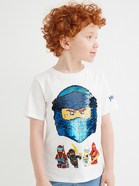 

H&M Boys Multicoloured Reversible Pure Cotton Sequin T-shirt, Multi