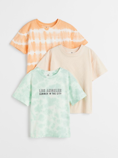 

H&M Boys Pack of 3 Pure Cotton Jersey T-shirts, Beige