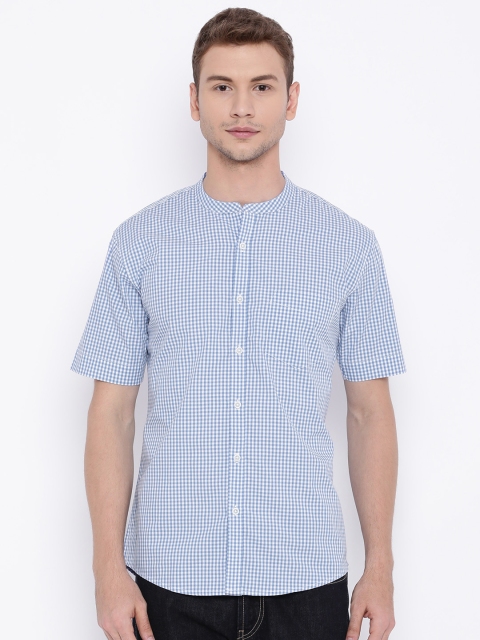 

Voi Jeans Men Blue & White Slim Fit Checked Casual Shirt