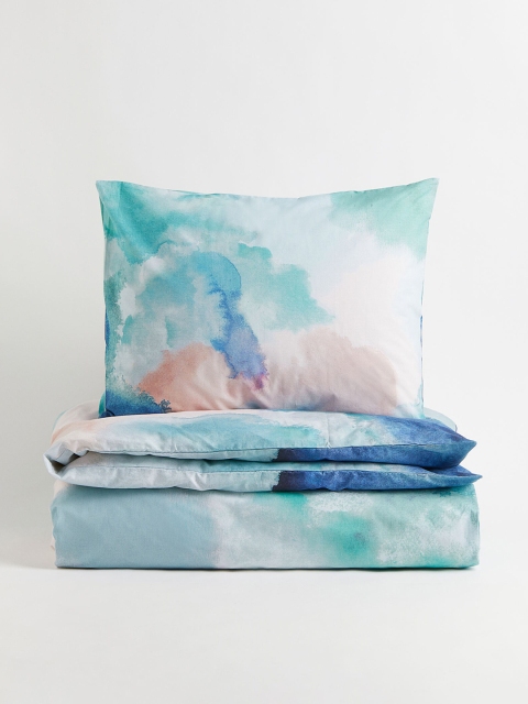 

H&M Turquoise Blue Patterned Single Duvet Cover Set