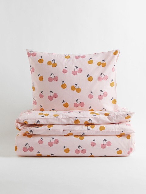 

H&M Pink & Orange Patterned Pure Cotton Duvet Cover Set