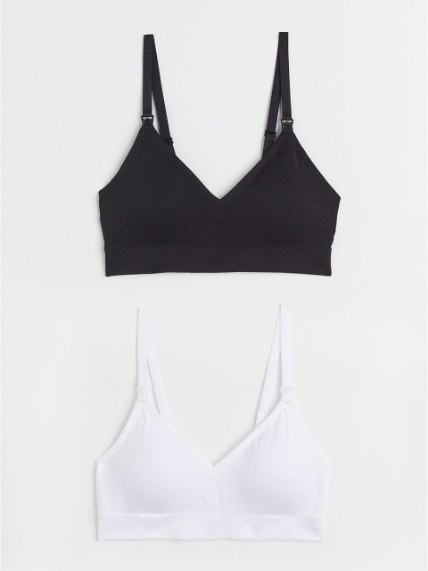 

H&M Women Black & White MAMA 2-Pack Padded Nursing Bras