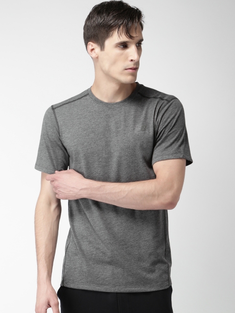 

New Balance Men Grey Solid Round Neck T-shirt