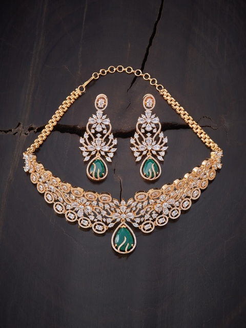 

Kushal's Fashion Jewellery Green Gold-Plated Necklace