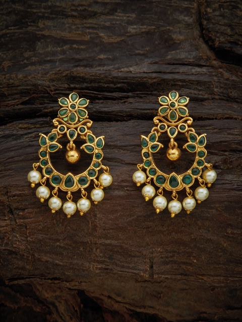 

Kushal's Fashion Jewellery Green Floral Ear Cuff Earrings