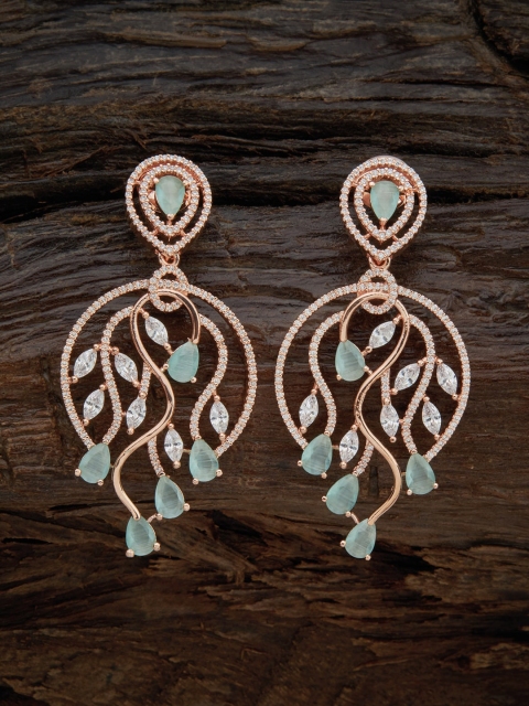 

Kushal's Fashion Jewellery Sea Green Leaf Shaped Drop Earrings