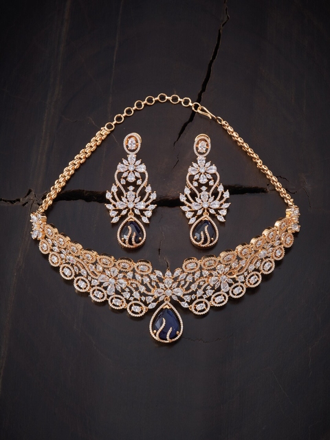 

Kushal's Fashion Jewellery Blue Gold-Plated Necklace