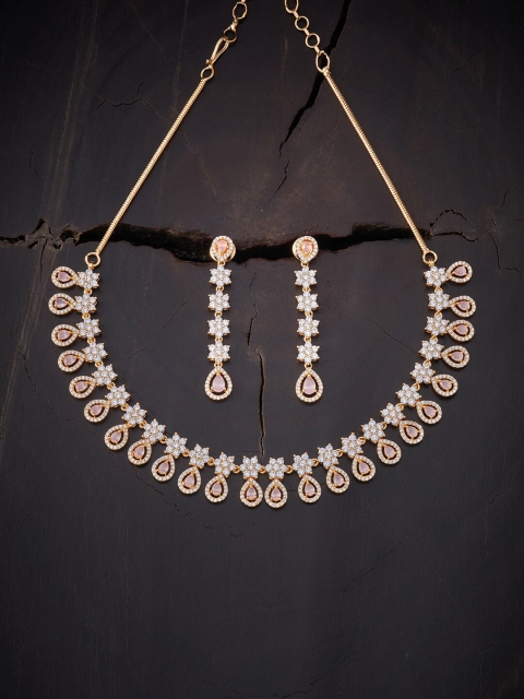 

Kushal's Fashion Jewellery Gold-Plated Pink & White Jewellery Set