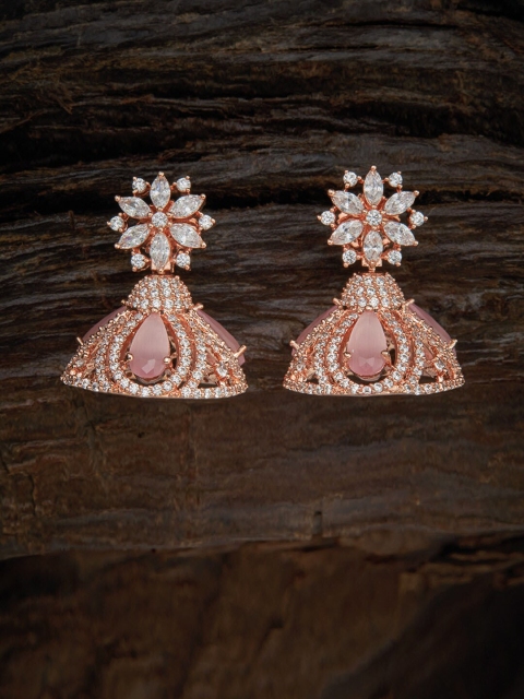 

Kushal's Fashion Jewellery Pink Dome Shaped Jhumkas Earrings