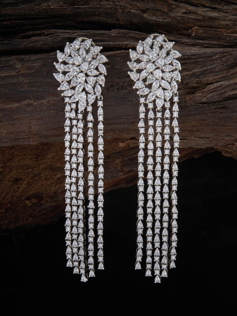 

Kushal's Fashion Jewellery White & Rhodium Plated Contemporary Drop Earrings