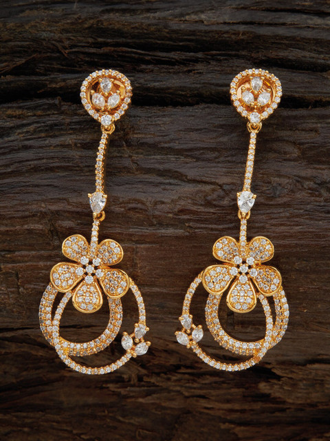 

Kushal's Fashion Jewellery White Gold-Plated Floral Drop Earrings