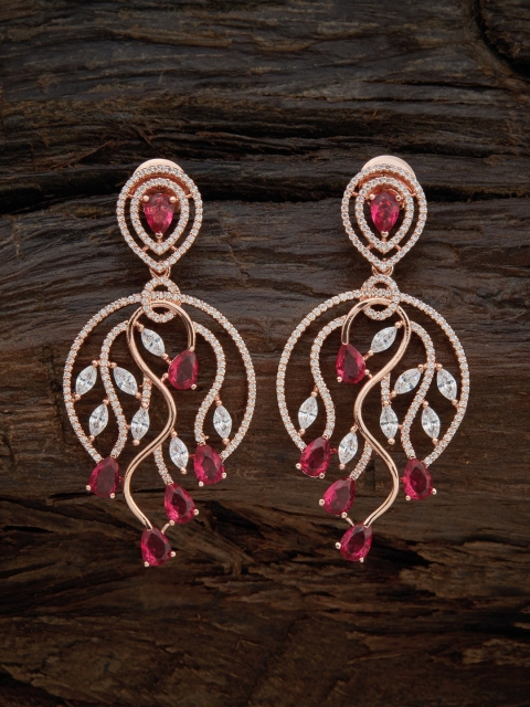 

Kushal's Fashion Jewellery Red Leaf Shaped Drop Earrings