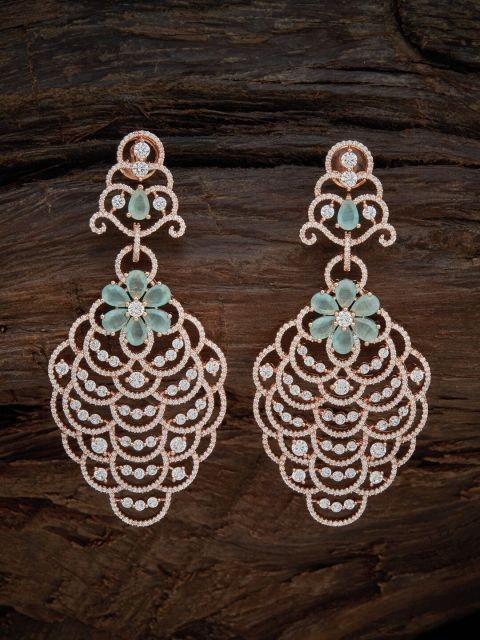 

Kushal's Fashion Jewellery Sea Green Floral Drop Earrings