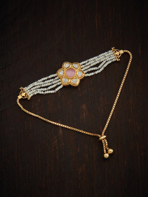 

Kushal's Fashion Jewellery Women Gold-Plated & Pink Kundan Wraparound Bracelet