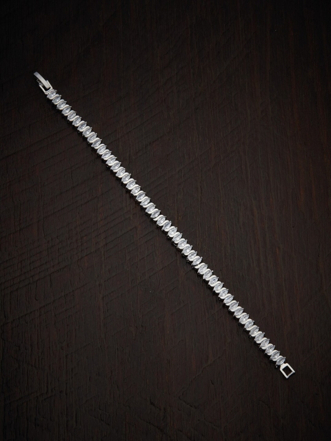 

Kushal's Fashion Jewellery Women Silver-Toned & White Cubic Zirconia Rhodium-Plated Wraparound Bracelet