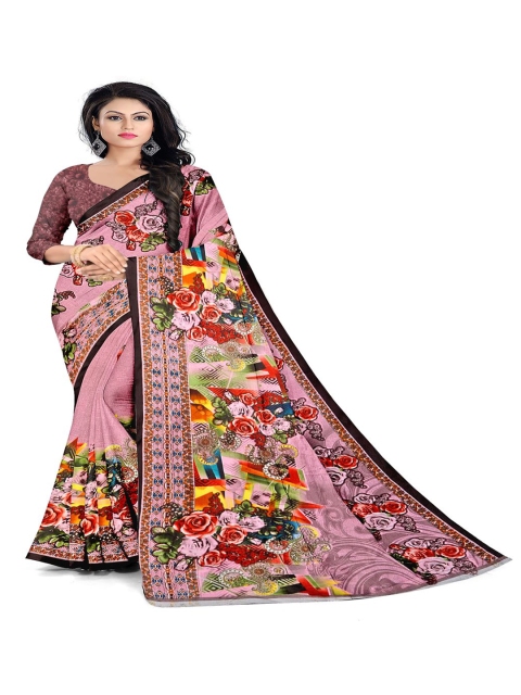 

Abhilasha Pink & Red Floral Art Silk Saree