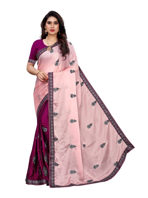 

Yashika Purple & Pink Ethnic Motifs Silk Blend Saree