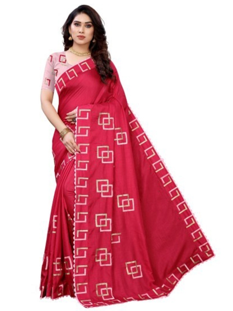 

Yashika Pink & White Woven Design Silk Blend Saree