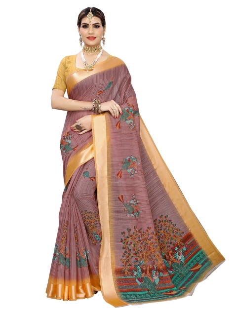 

Yashika Brown & Yellow Ethnic Motifs Zari Silk Blend Saree