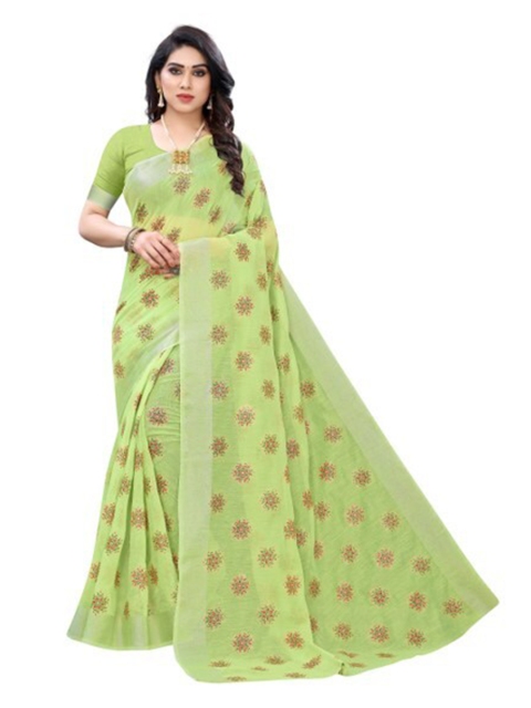 

Yashika Women Green Cotton Silk Saree