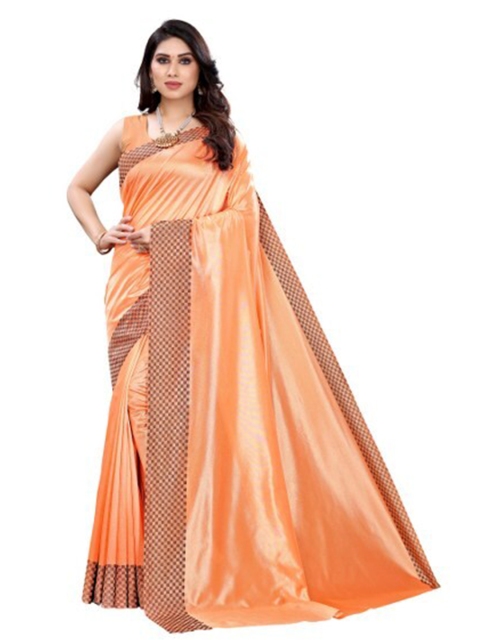 

Yashika Orange Embroidered Silk Blend Saree