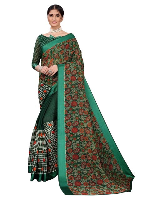 

Yashika Green & Gold-Toned Ethnic Motifs Zari Silk Blend Saree