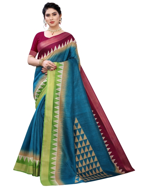 

Yashika Teal & Green Zari Silk Blend Saree