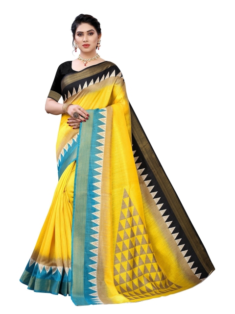 

Yashika Yellow & Blue Zari Silk Blend Saree
