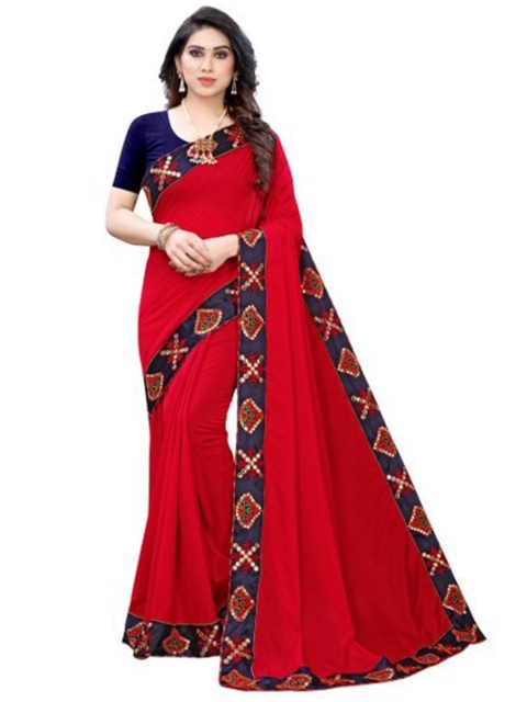 

Yashika Red & Blue Silk Blend Saree